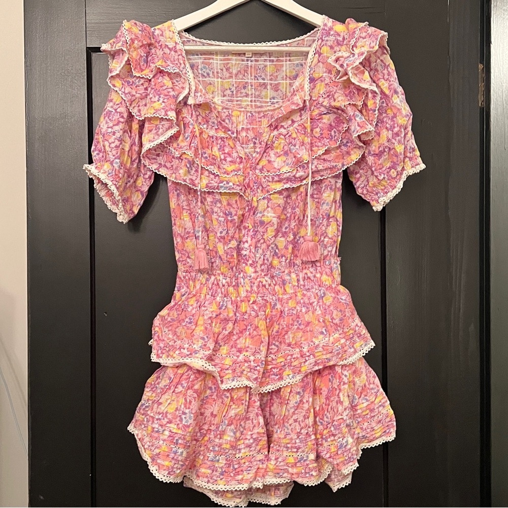 LoveShackFancy Liv Mini Dress in Jetset